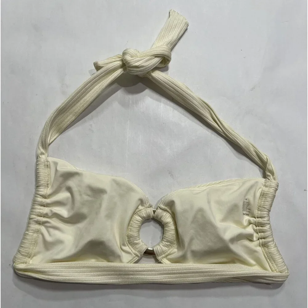 MONDAY Swimwear Bronte Bikini Top in Ivory Shiny Rib